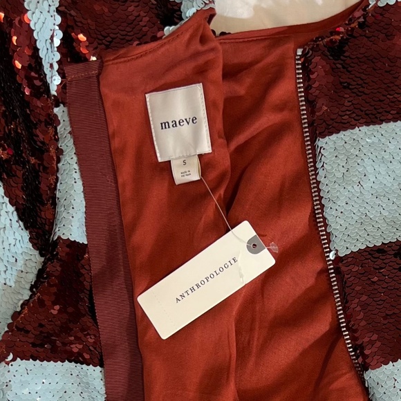 NWT Anthropologie Maeve Short-sleeve Sequin Striped Mini Dress Size S - Picture 6 of 12